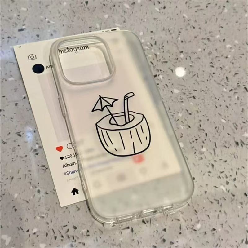 Simple verano pequeño y fresco para iPhone16 funda para teléfono móvil 15ProMax Coconut 14Pro femenino 13 nuevo 16PM