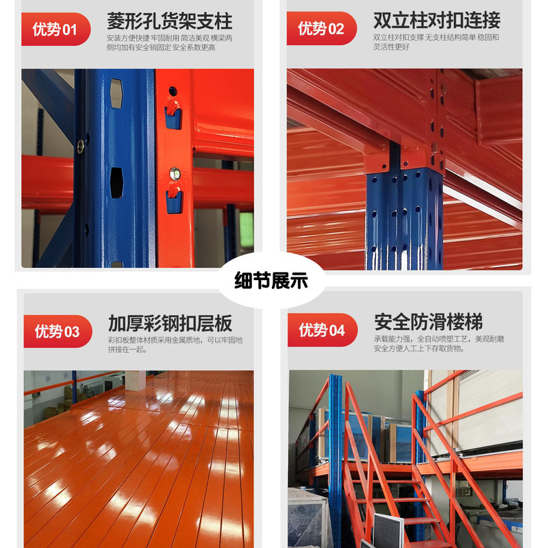 屋根裏棚工場卸売り組み合わせロフト式重型倉庫は二階プラットフォーム工業倉庫棚を建設する|undefined