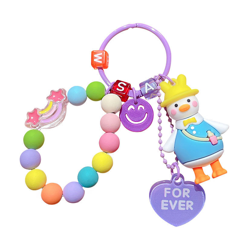 Caricatura creativa adorable pato cuentas colgante de cadena para mujeres lindas parejas llaveros bolsos colgantes pequeños regalos