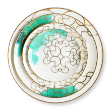 金边骨瓷盘ins餐具套装陶瓷盘子西餐婚礼轻奢摆件日用果盘点心盘