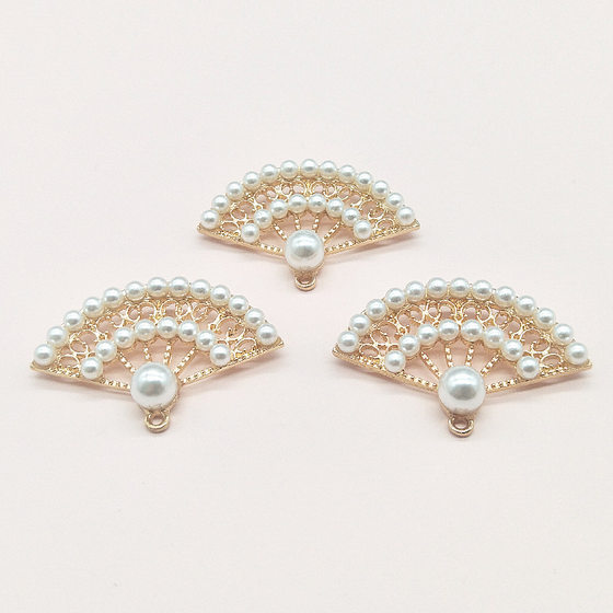 diy handmade jewelry antique fan Pearl alloy Jewelry pendant earrings necklace accessories manufacturers spot wholesale