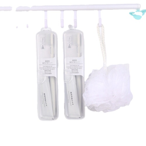 Japanese-style portable toothbrush and toothpaste travel set, travel supplies, hotel business trip, toiletry, unprinted two-piece set