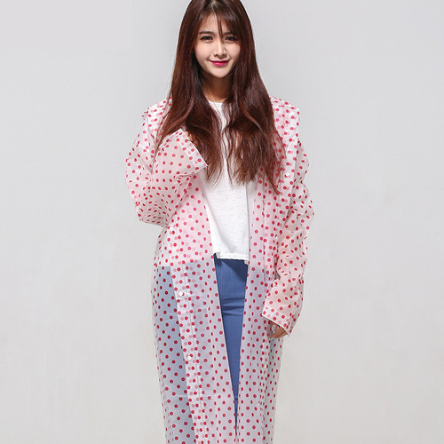 Travel polka-dot raincoat for women and adults Korean children and men outdoor hiking poncho single long rainproof portable