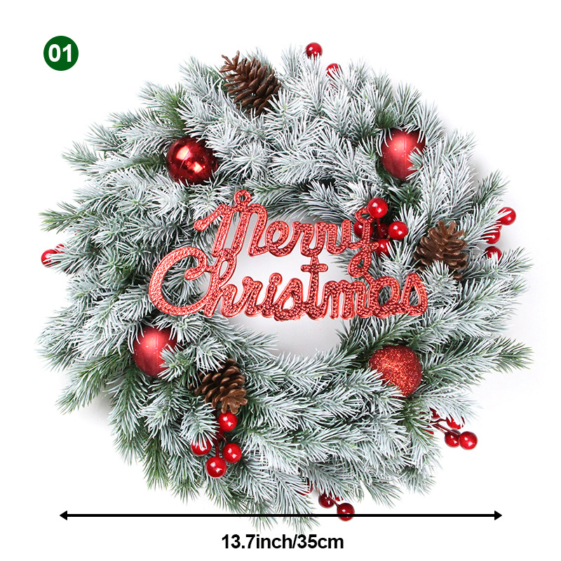 Venta al por mayor Amazon Comercio exterior guirnalda de Navidad 35cm puerta colgante ratán anillo adornos Navidad decoración simulación guirnalda