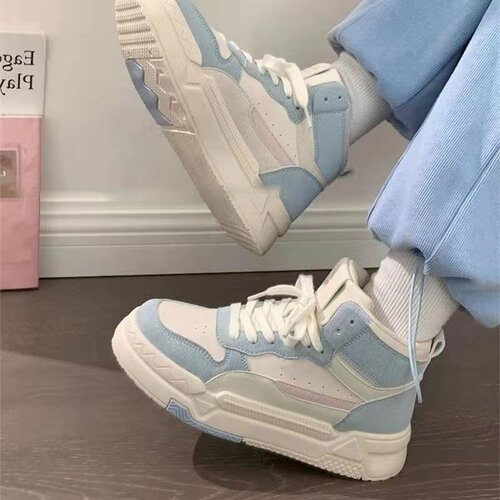 Autumn New High-Top Sneakers for Women: Niche, Original Thick-Soled Board Shoes in Preppy Style—All-Match, Fashionable, and Casual White Sneakers