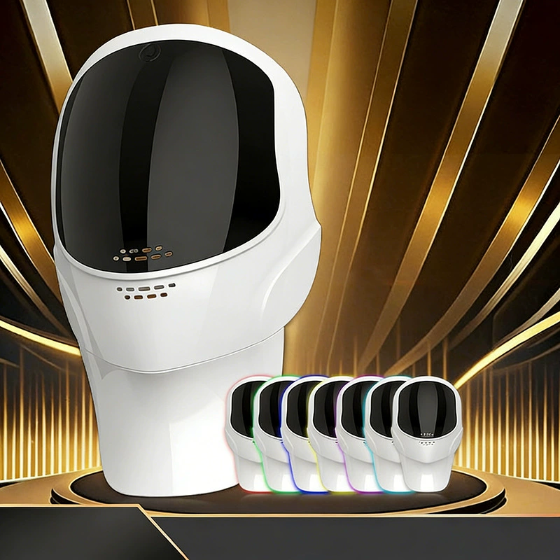 Светотерапевтическая LED-маска для лица, 7 цветов, защита шеи и лица, белая