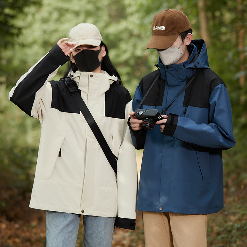 春秋季新款户外单层冲锋衣男女士抖音爆款登山服防风防水夹克外套