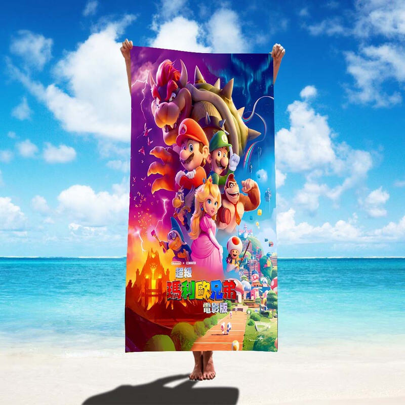 Foreign Trade Cross-border mario Movie Quick-drying Swimming Towel Absorbent Bath Towel Cartoon Mama Printed Beach Towel