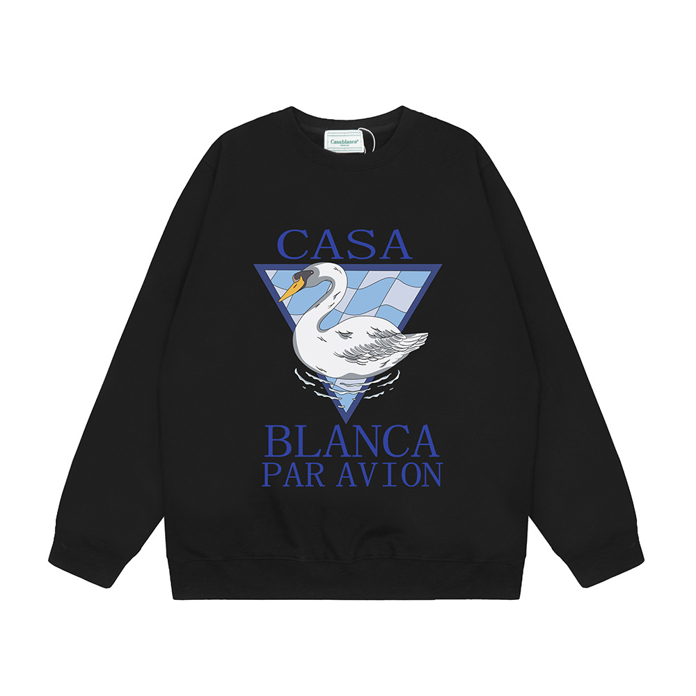 Marca de moda transfronteriza Casablanca letras de Casablanca impresión de color 380g lazo camiseta de cuello redondo