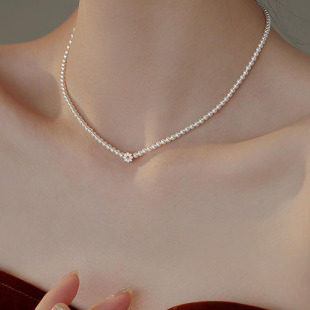 Xiaomi Bead Daisy Pearl Necklace Accessories for Women without Fading Autumn and Winter Versatile High-end Collarbone Necklace Simple Jewelry