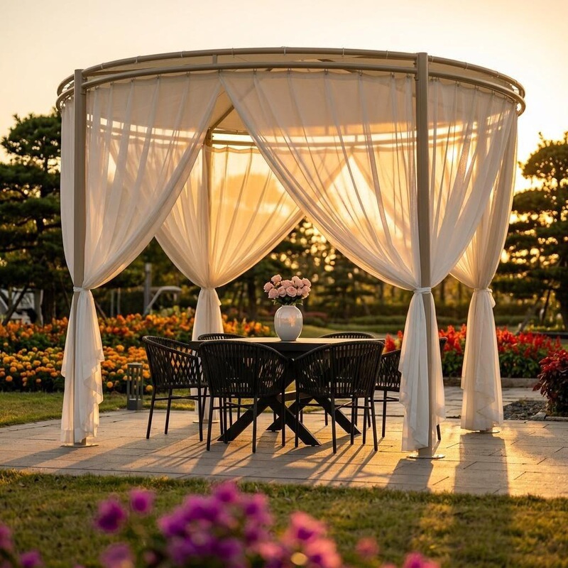 Outdoor Circular Sunshade Canopy Garden Courtyard Sun Protection Landscaping Gazebo Villa Swan Canopy Yard Campsite Homestay Tent