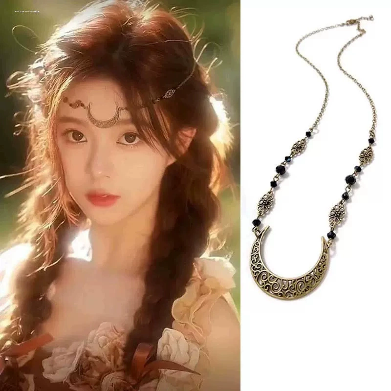 Экзотические богемные аксессуары для волос в древнем стиле женские головные уборы цепи цепи для волос Лунные узоры брови душераздирающие украшения на лбу Дуньхуана