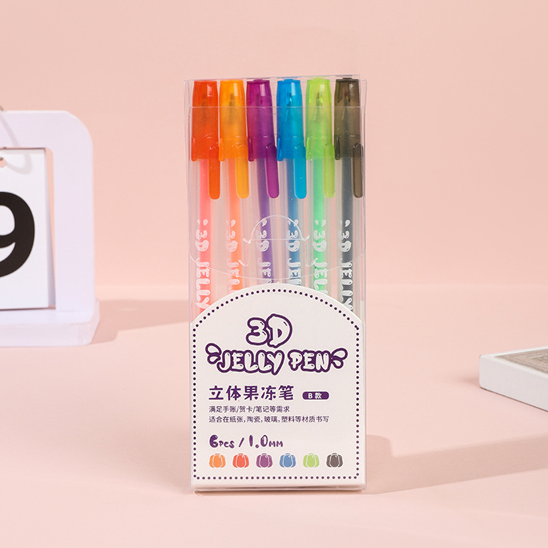 Nuevo color 3D estereoscópio gelatina bolígrafo de color estudiantes bolígrafo de marca de trazos clave bolígrafo de graffiti al por mayor