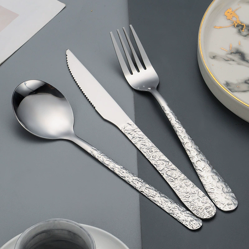 Набор ножа и вилки из утолщённой нержавеющей стали 410 с длинной ручкой, премиум, для стейка, пасты и десерта