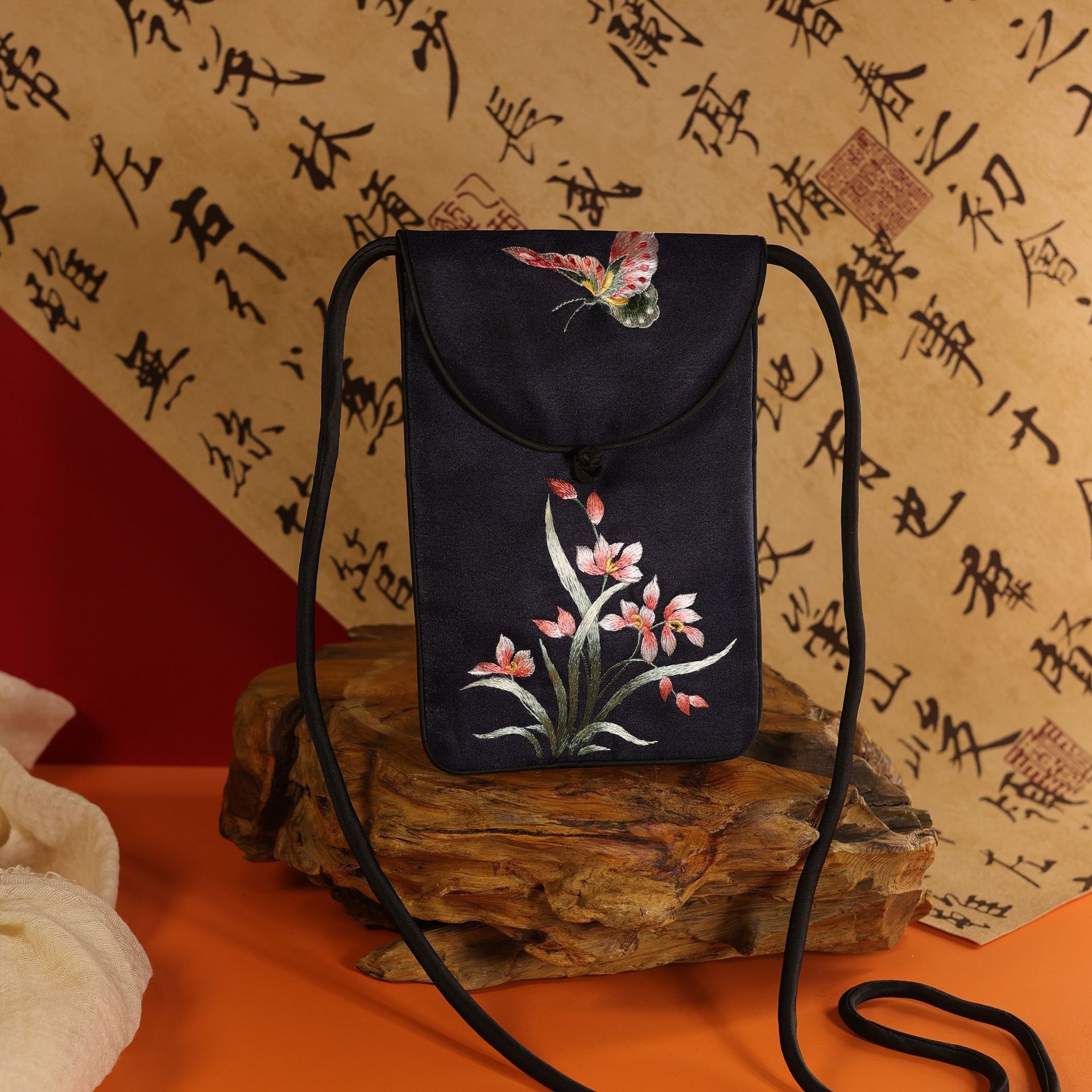 [Pedido al por mayor] Bolso de teléfono móvil bordado de estilo chino Nuevo bolso de teléfono móvil bordado Su de estilo chino Bolso de lona bordado Bolso diagonal