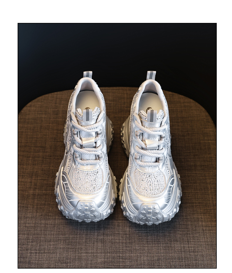 Giày sneaker nữ đế dày độn cao bên trong, phong cách bánh mì thoáng khí — Màu đen chi tiết 22