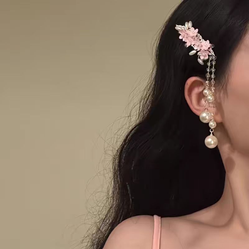 【Blumen auf Zweigen】Frühling und Sommer süße Blume Perle Quaste Clip für Frauen neue Mode exquisite vielseitige Haar-Accessoires_voghion.com