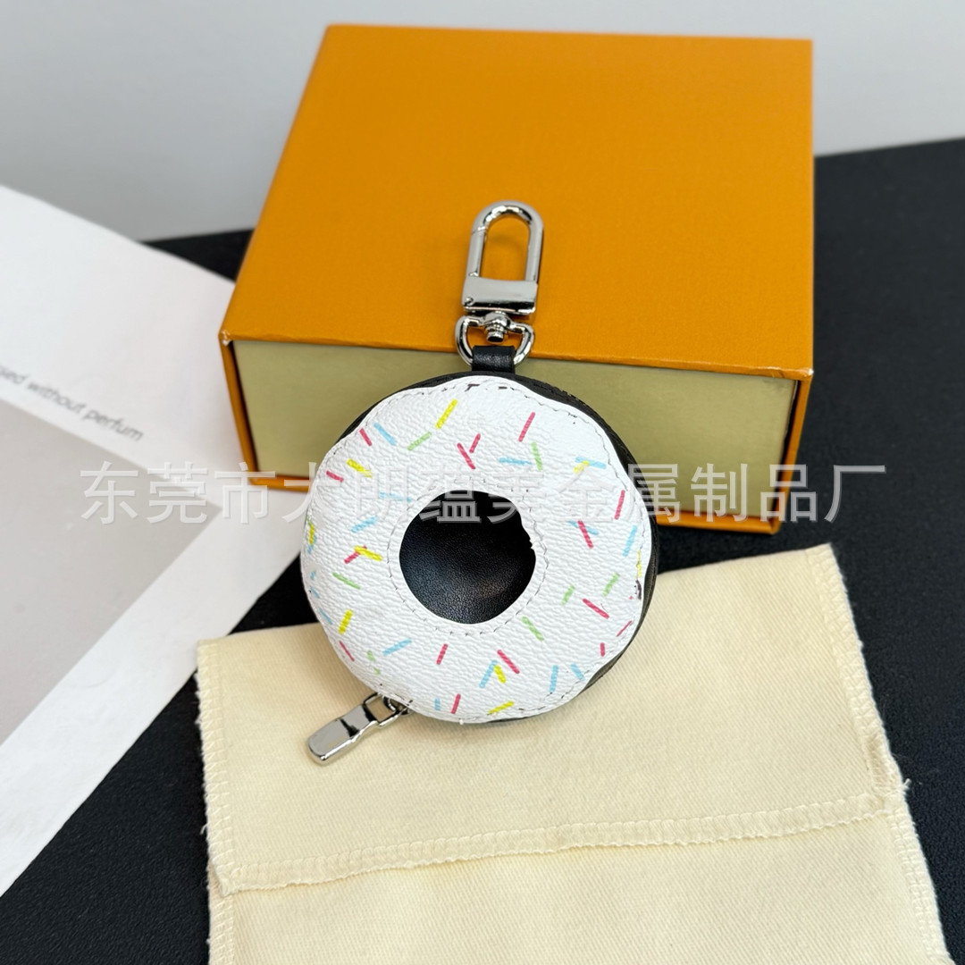 Colgante Monedero en Forma de Dona de Cuero PU Decorativo para Bolsa y Coche