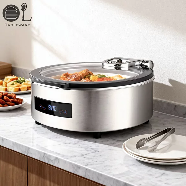 Automatic sensing large-capacity stainless steel fully-sensing automatic lid-opening electric heating dry and wet dual-use buffet stove