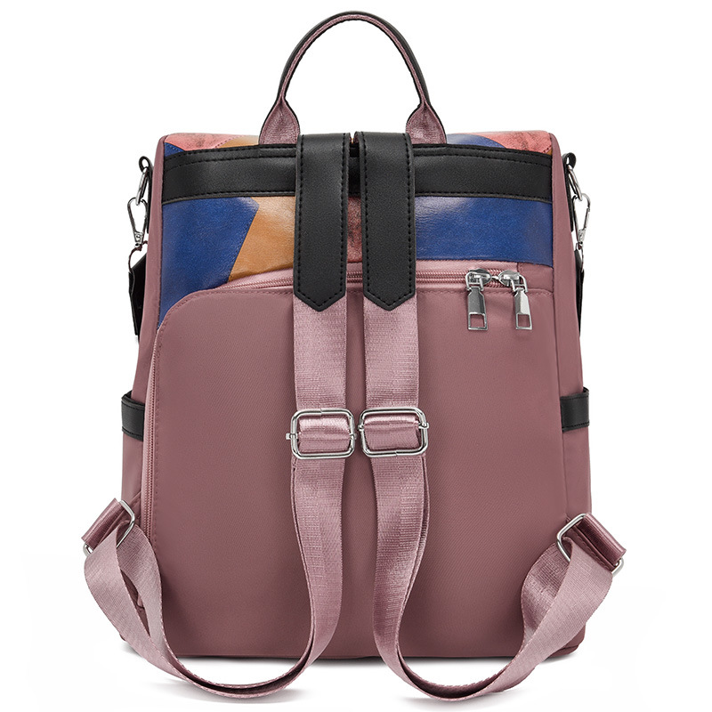 Bolsos para mujer 2024 nueva moda costura para mujer mochila simple y versátil mochila ligera antirrobo mochila escolar para estudiantes