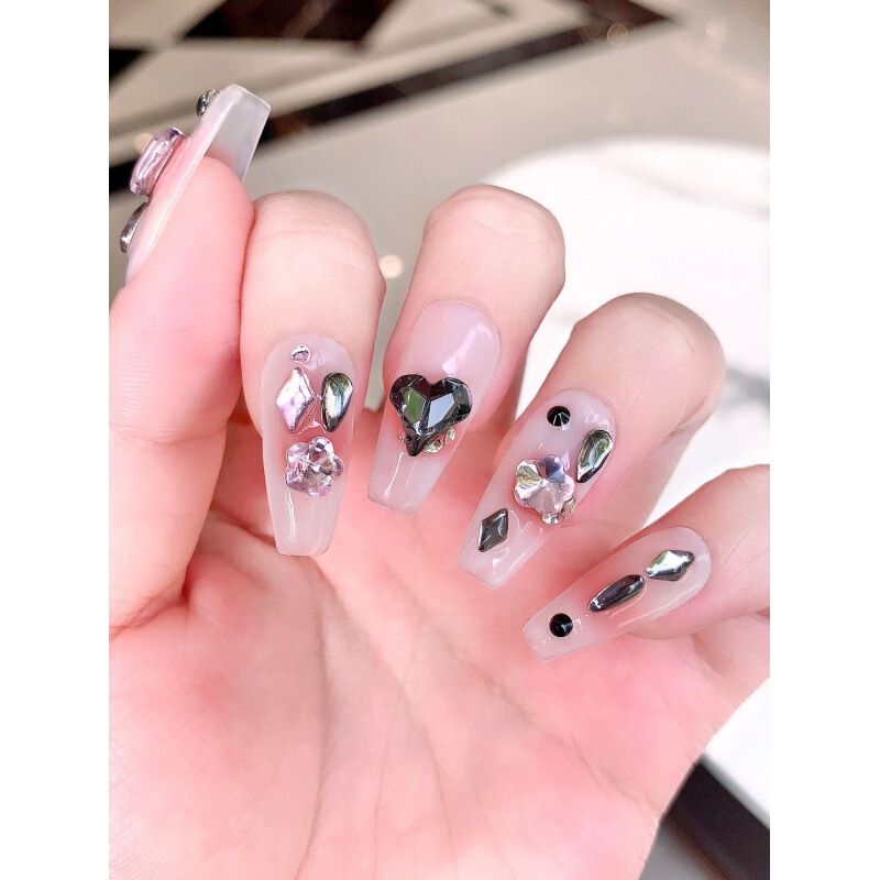 [original Real Shot] Purely Handmade Wearable Nails Internet Celebrity Hot Style Manicure Patch Finished Product Wholesale Sweetheart Rabbit Fake Nails