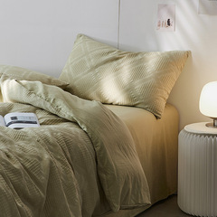 出口~華夫格四件套全棉純棉復古日式簡約大氣北歐風冬天床上用品