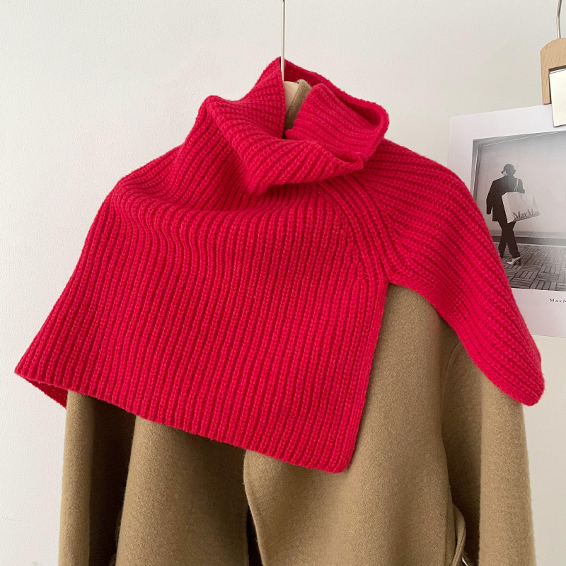 Otoño y invierno coreano de color sólido abrigado chaqueta caliente turban de cuello alto suéter de bifurcación abrigado chaleco de lana de punto chaqueta