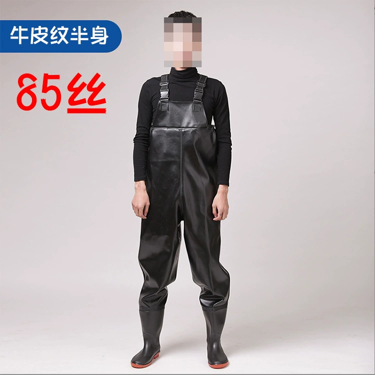 Водонепроницаемые резиновые сапоги, кожаная вилка, цельные дождевые штаны половинной длины, рыболовные штаны, Мужские штаны для ловли рыбы, утолщенные ремни, водные штаны оптом