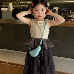 2025 Summer New Korean Children's Wear Girls' Vest Spliced Top Baby Styline Spliced Vest