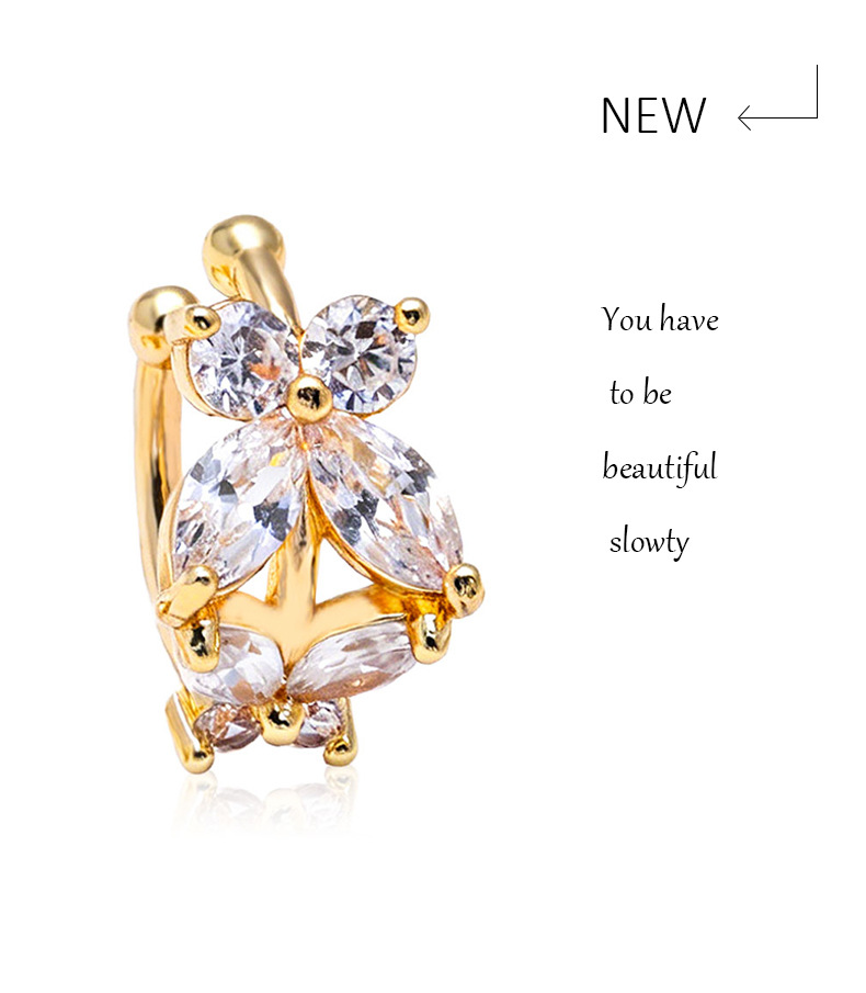Butterfly Zircon Clip Earrings C Shaped Elegant Ear Cuff Gold_voghion.com