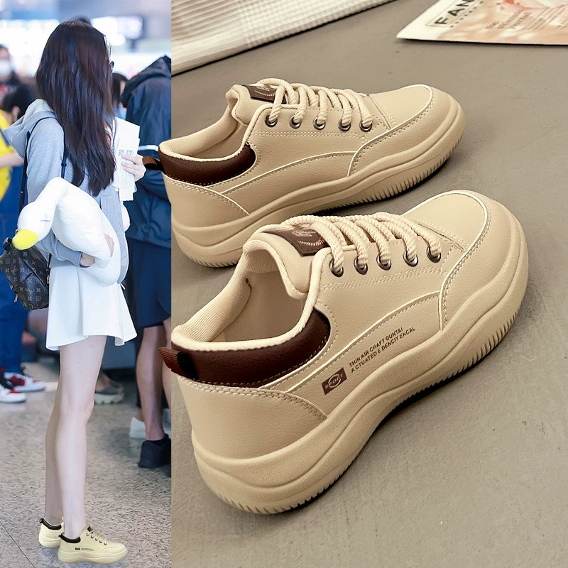 2025 весна и осень новые кожаные маленькие белые туфли женские дикие женские туфли удобные студенческие кроссовки кроссовки Q820