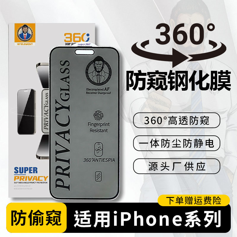 Human Head Orangutan 360 ° Anti-Peep Suitable for Apple 16 Tempered Film Anti-Fingerprint iPhone 15P High Aluminum 13 Integrated Dustproof