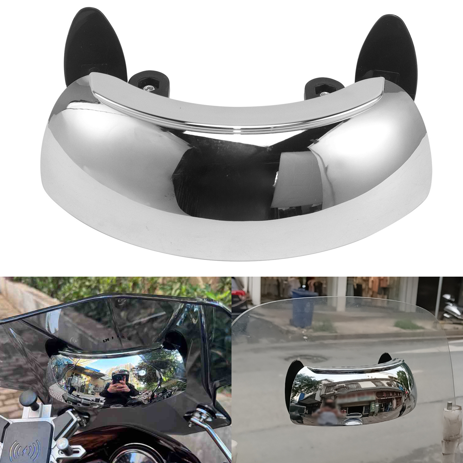 Motorcycle Street Sports Car Windshield Wide-Angle Panoramic Rearview Mirror Auxiliary Mirror Blind Spot Mirror 180-Degree Reflector