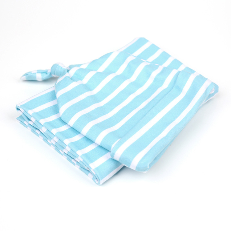 Sky Blue Stripes Baby Wrapping Cloth Swaddling Hat Quilt Suit Wholesale Nihaojewelry display picture 10