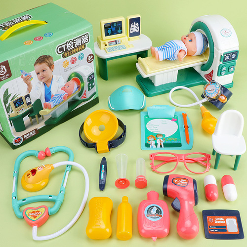 Children's play house doctor nurse set boys and girls stethoscope injection simulation medical CT machine baby toy