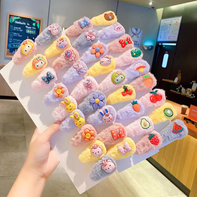 Otoño e Invierno de los niños de felpa horquilla accesorios para el cabello clip de bebé pelo roto BB clip lindo lana horquilla niña princesa accesorios para el cabello