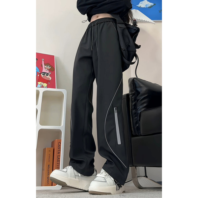 Black Outdoor Waterproof Rusk Pants Women's Trendy Brand American Style Functional Straight Tooling Pants Three-proof Hiking Casual Pants