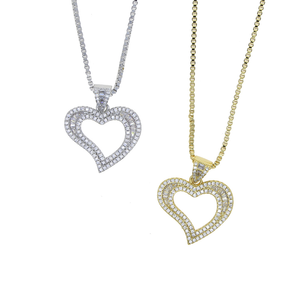 All Seasons Season Wholesale Jewelry Retro Classic Style Heart Shape Copper Pendant Necklace Belcher Chain