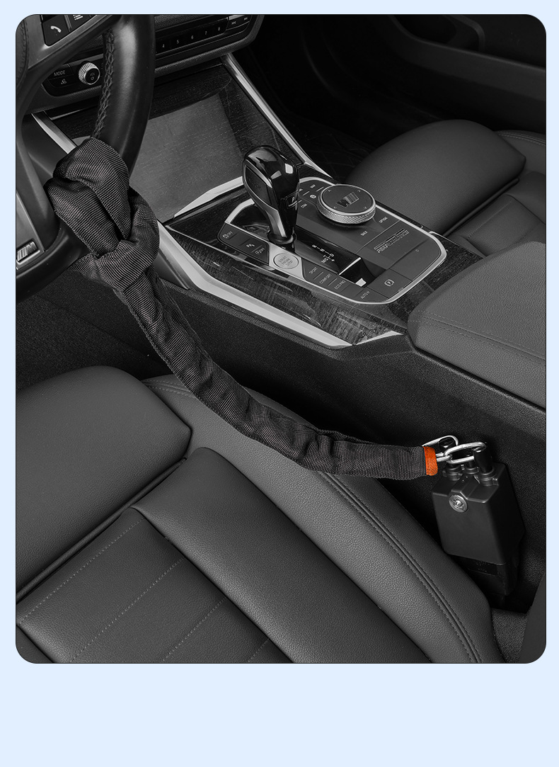 Car Steering Wheel Anti-Theft Lock, Vehicle Anti-Theft Lock, Seat Belt Buckle Lock, Anti-Cut, Anti-Saw Steel Cable Wire Chain Lock