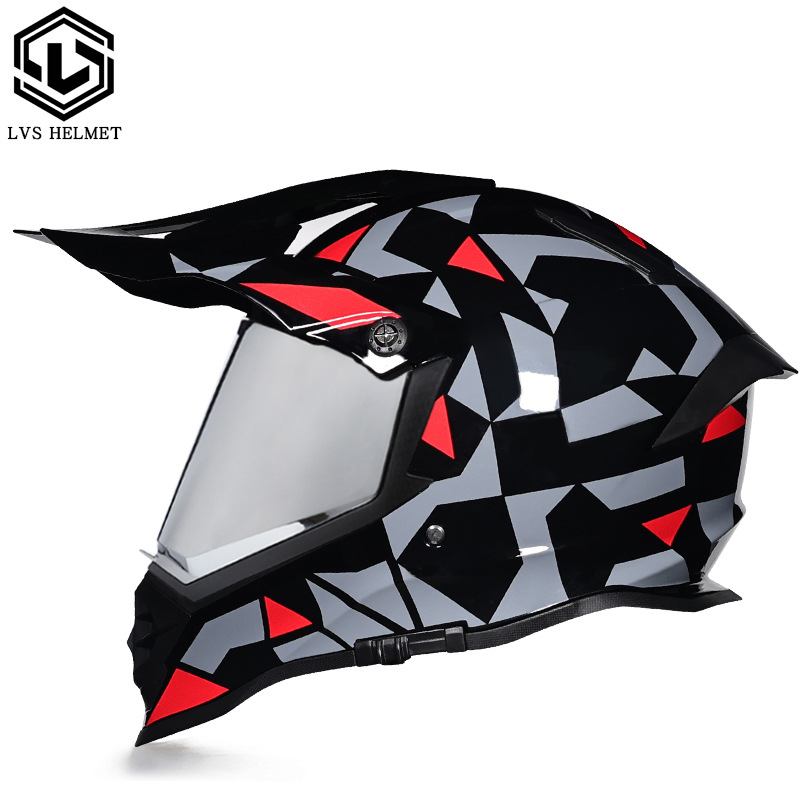 Nuevo off-road tire casco de doble lente carretera tire casco completo motocicleta Larga Distancia unisex Four Seasons universal LVS