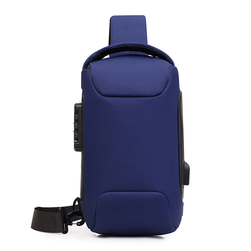 Bloqueo de contraseña antirrobo bolso de mensajero de tela Oxford para hombres bolso de pecho recargable USB bolso bandolera deportivo bolso cruzado para hombres