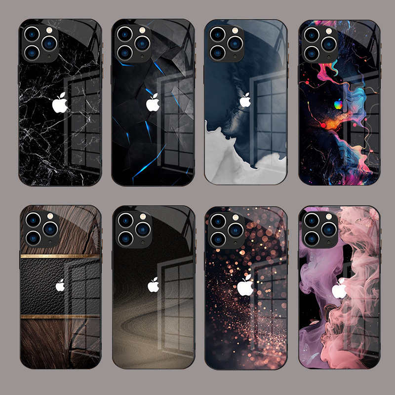 Suitable for Apple 17 Mobile Phone Case 16 Wood Grain Leather Pro Apple Pattern 15 Smoke 14 Glass 13 Creative 6 All-Inclusive