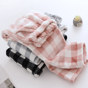 New Autumn and Winter Plaid Flannel Pajamas for Men and Women Couples Plus Velvet and Thickening to Keep Warm and Can Be Worn Outside Home Pants Wholesale