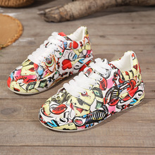 2025外贸新款时尚国旗厚底系带运动单鞋欧美圆头43码情侣休闲鞋