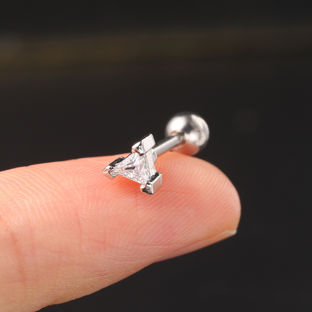 Fashion Pentagram Heart Shape Flower Copper Plating Inlay Zircon Ear Studs 1 Piece