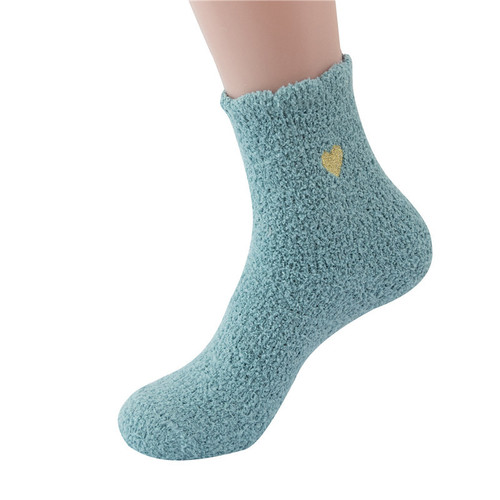 Wholesale cross-border Amazon women's coral velvet winter warm love mid-calf socks women's snow floor sleeping socks thickened home