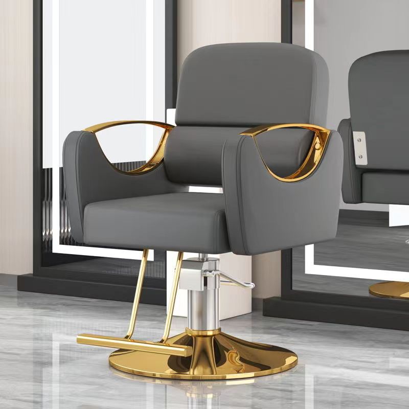 Silla de peluquería, peluquería, barbería, asiento giratorio, silla de corte de pelo simple de acero inoxidable, silla elevadora de afeitado inclinable