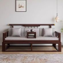 沙发床新中式实木罗汉床两用推拉床明式茶桌椅组合小户型客厅床塌