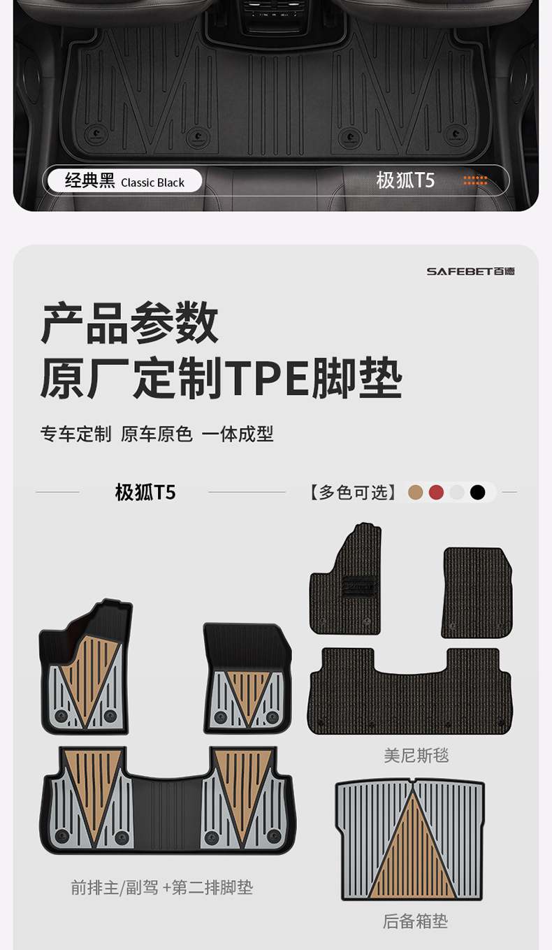 Suitable for Arcfox T1 T5 S5, Special Colorful Tpe Car Floor Mats and Trunk Mats