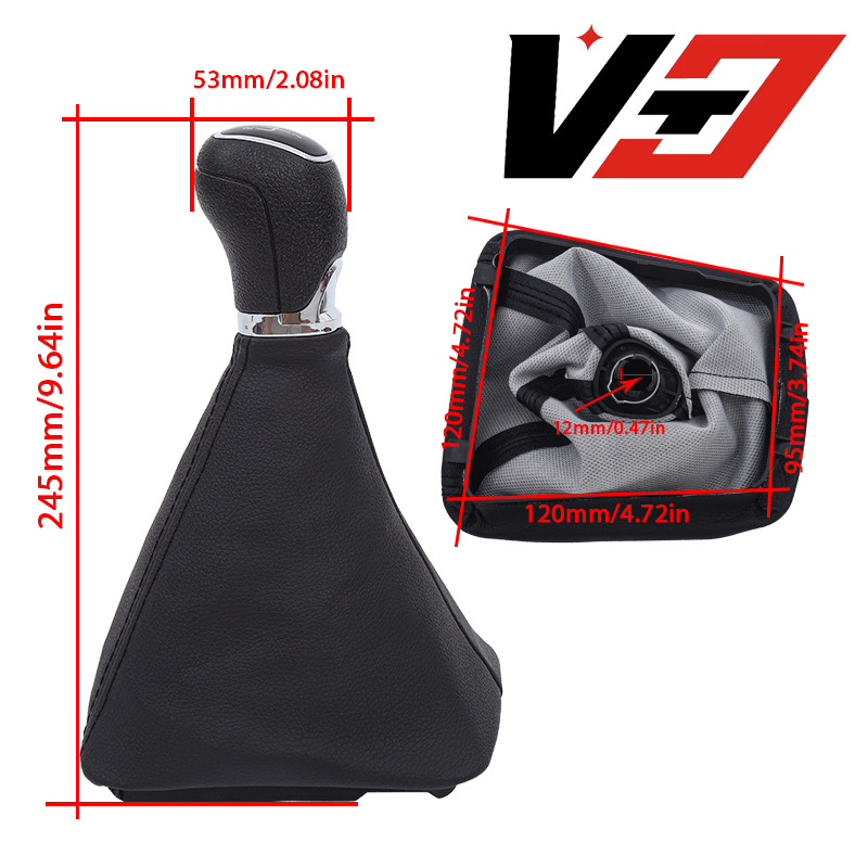 Suitable for Skoda Octavia A5 A6 2004-2012 Chrome Gear Shift Lever with Leather Cover